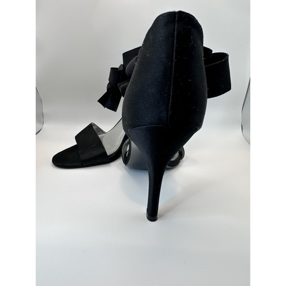 Women's Black High Heel Sandals with Bow Ankle Strap – Elegant Dress Shoes - Picture 7 of 11